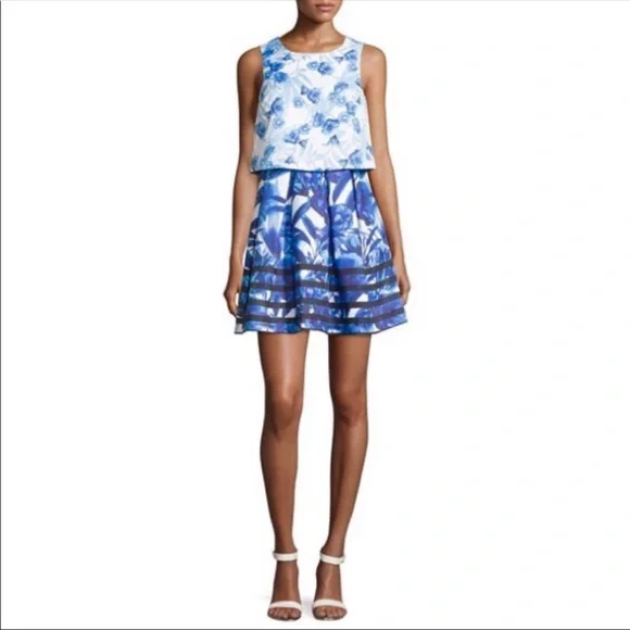 NWT ROMEO + JULIET COUTURE Sleeveless Floral Layered Dress L - Picture 2 of 8